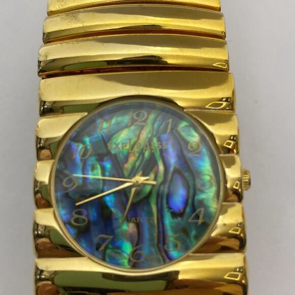 ExpLrAess Women's Stainless Steel Case Bracelet Band Gold-Toned Analog Watch - Picture 6 of 8